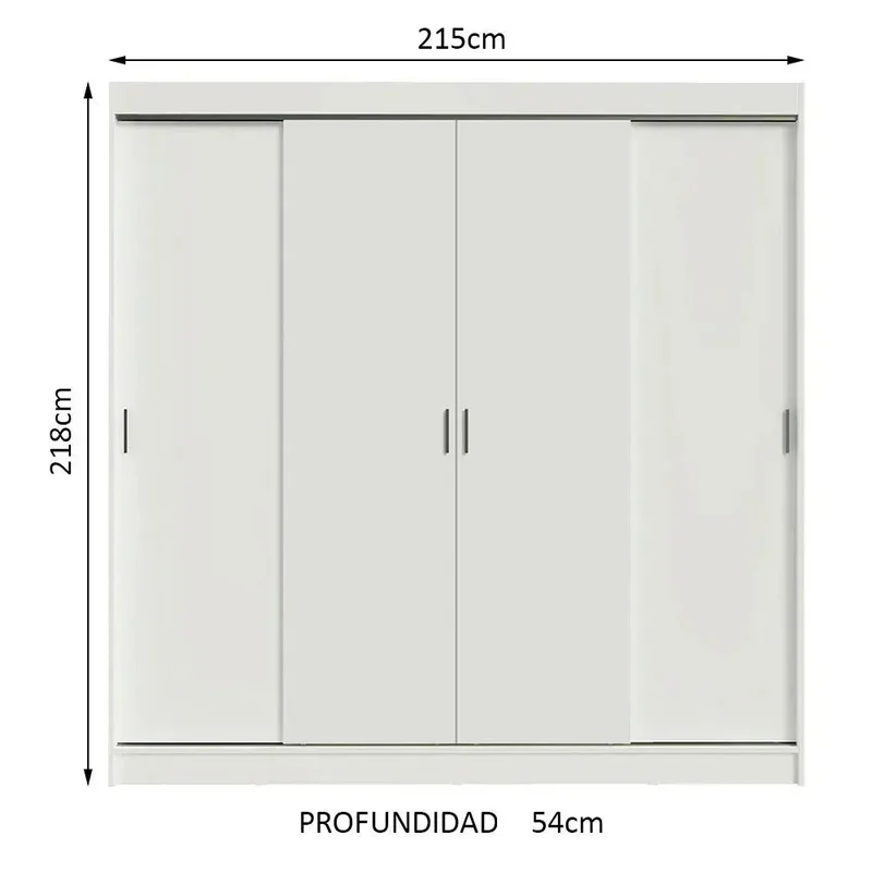 Ropero Placard Matrimonial Austin 4 Puertas Corredizas 215cm en Blanco - Roperos y placares, Uruguay | Balton, vista 28
