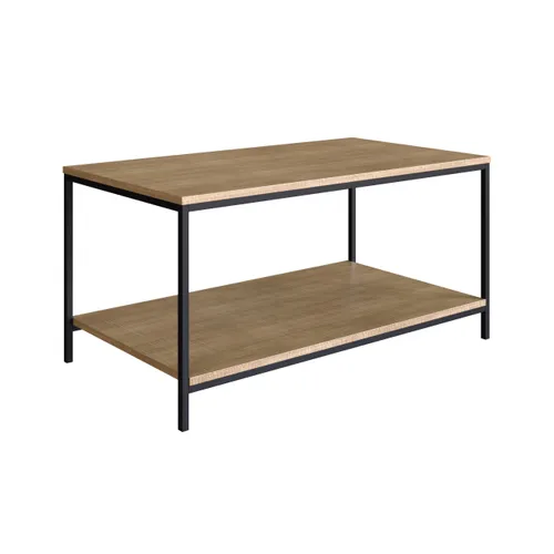Mesa de Centro Ratona Rectangular Tapa Doble (Marrón Claro y Hierro Negro) - Mesas de living, Uruguay | Berna home