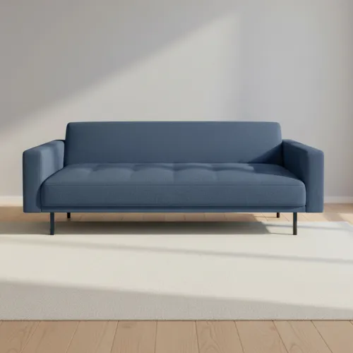 Sofá Cama 2 Cuerpos Tela Azul Hugo en Azul - Sillones y sofás, Uruguay | Divino