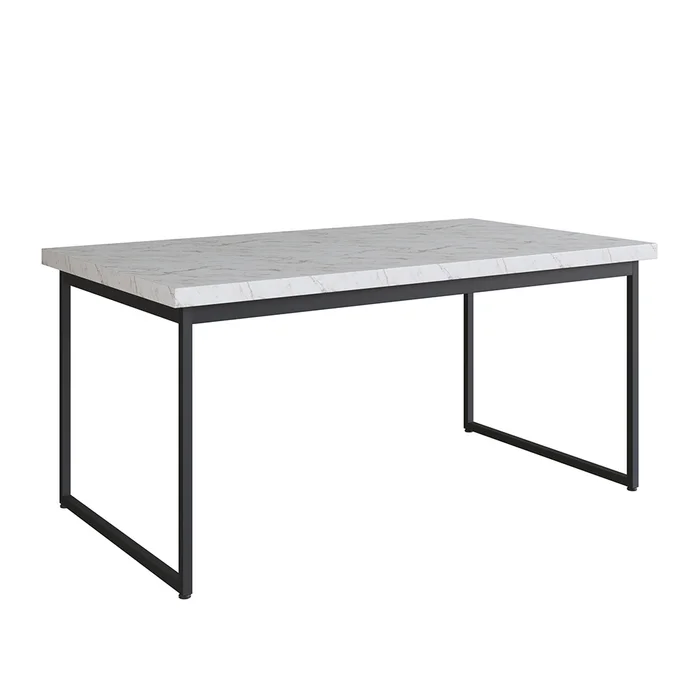 Mesa de Comedor Oxford Volakas Rectangular (Hierro Negro) 150 cm - Con Detalle en Blanco - Mesas de comedor, Uruguay | Berna home
