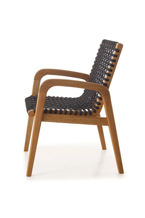 SILLA TRACO C/BRAZO CUERDA NEGRA 56x62x85CM JATOBA - Muebles para el exterior, Uruguay | Vinibel, vista 2