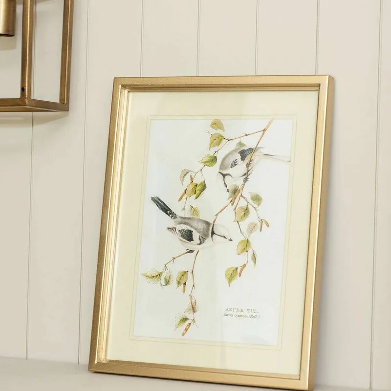 CUADRO BIRDS 2 - MARCO GOLD - 45 X 35 CMS en Dorado - Decoración de pared, Uruguay | La Iberica