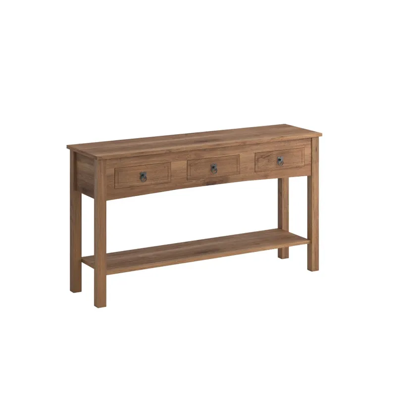 Mesa De Arrime 3 Cajones Aparador Madera Maciza Línea Monterrey - Mesas de arrimo, Uruguay | Ecowood