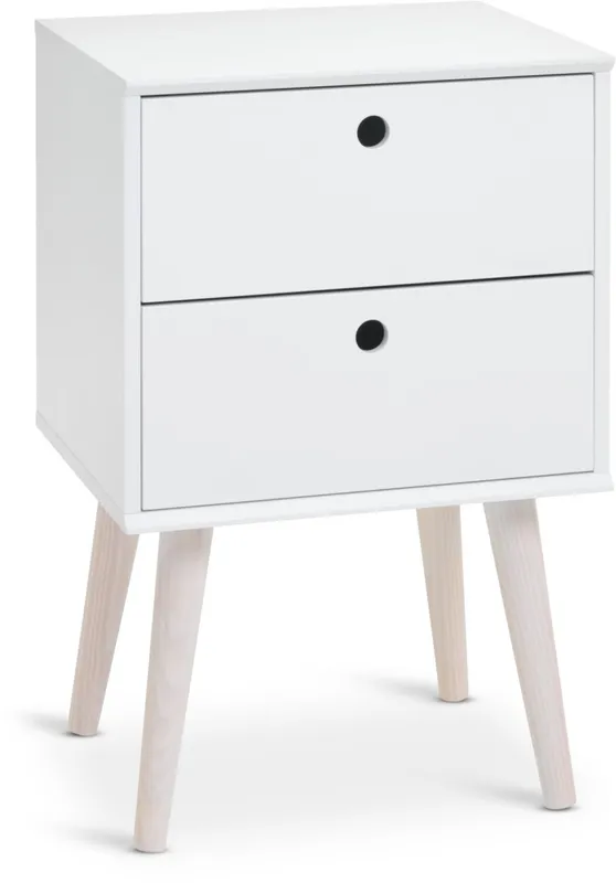 Mesa de luz OPLEV 2 cajones blanco/pino en Blanco - Mesas de luz, Uruguay | JYSK