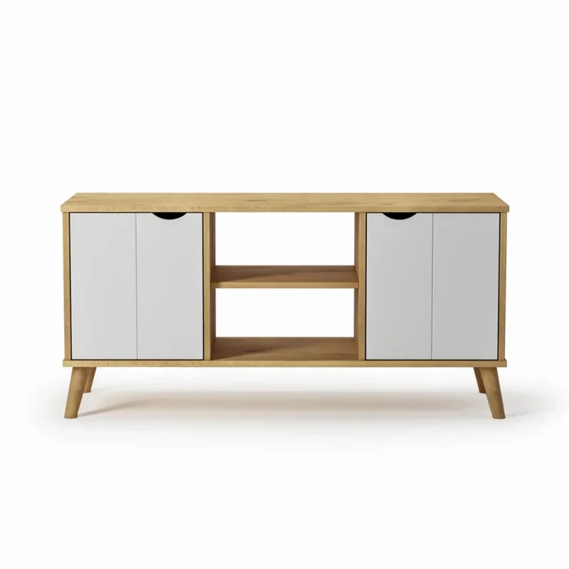 Rack para TV 2 Puertas - Línea Berlin - Blanco en Blanco - Muebles para TV, Uruguay | Ecowood, vista 3