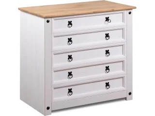 Comoda 5 cajones Cera/Blanco LINEA CORONA MADERA en BLANCO CERA - Cómodas, Uruguay | Quesal, vista 7
