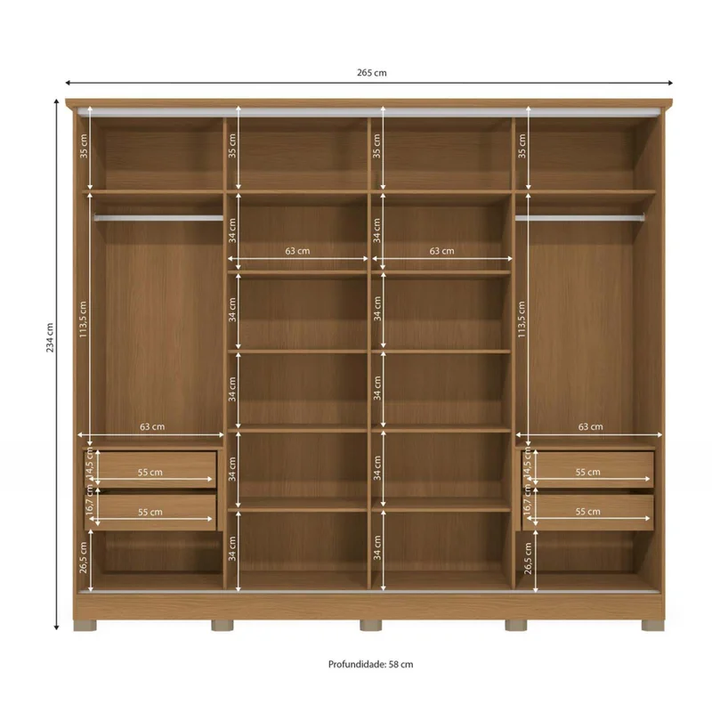 Placard 4 Puertas Mdp Natural-beige Heritage en Madera natural - Roperos y placares, Uruguay | Divino, vista 4