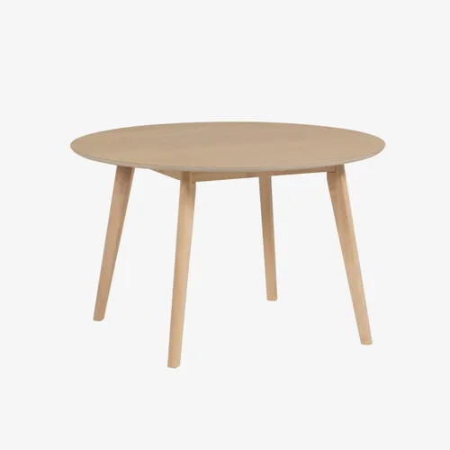 Mesa redonda Batilde madera maciza caucho con chapa de fresno Ø 120 cm en Madera natural - Mesas de comedor, Uruguay | Kavehome
