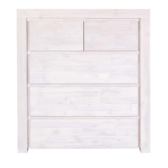 Comoda 5 Cajones Madera-acacia Natural-beige Newport en Blanco - Cómodas, Uruguay | Divino, vista 3