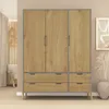 Ropero Armario de 3 Puertas, Perchero y 4 Cajones en MDP - Madera - Línea Melilla - Cinza en Gris - Roperos y placares, Uruguay | Mulata, vista 2 de 9