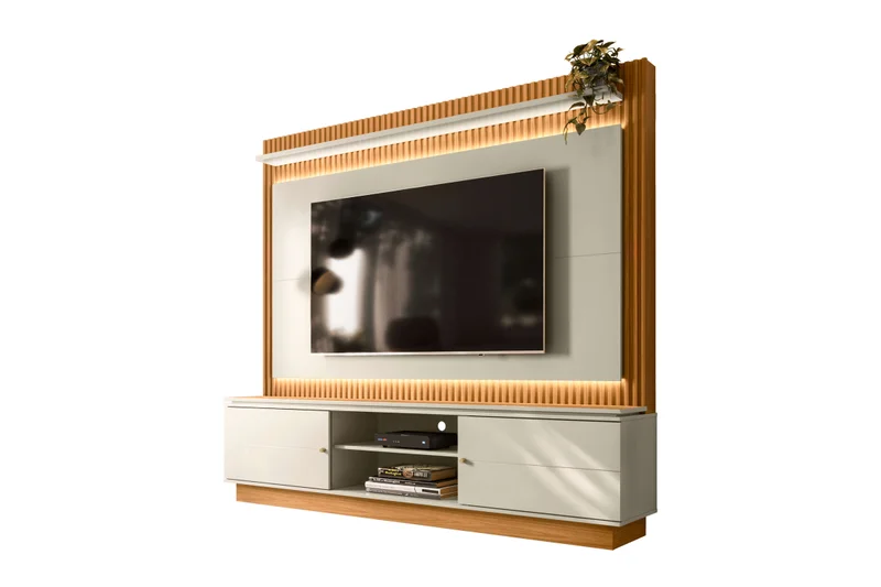 Rack con Panel Guararapes 215cm con kit Led MDF/MDP en Blanco - Muebles para TV, Uruguay | Balton, vista 10