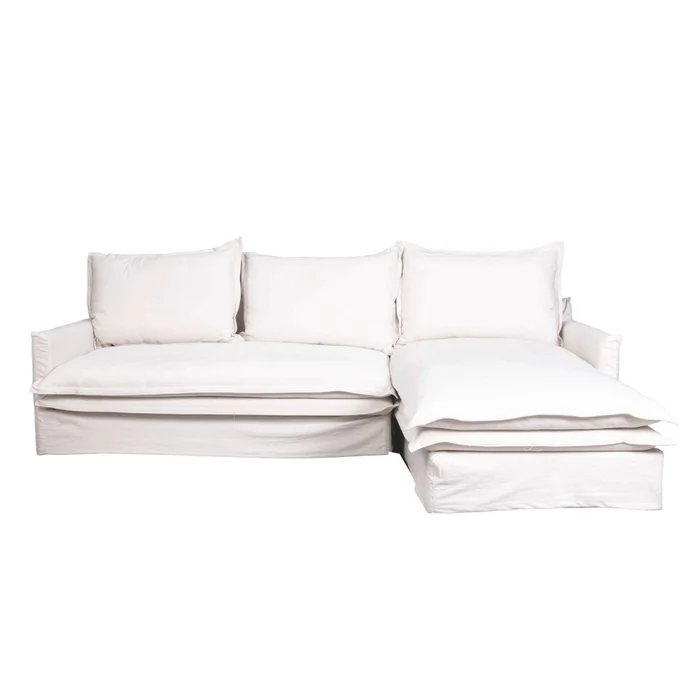 Sofa C/chaise 4 Cuerpos Tela Blanco Alaska en Blanco - Sillones y sofás, Uruguay | Divino, vista 2