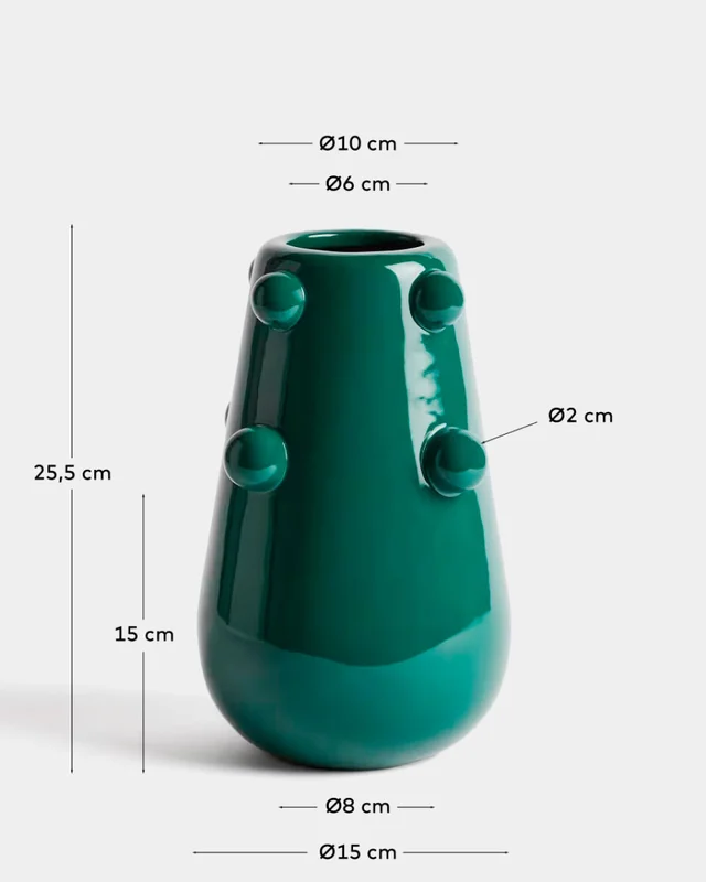 Jarrón Odra de cerámica - verde oscuro acabado brillante 25,5 cm en Verde - Jarrones, Uruguay | Kavehome, vista 6