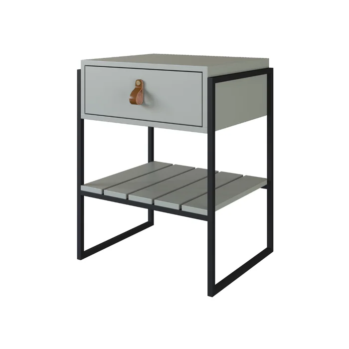 Mesa de Luz James (Verde/Hierro Negro) en Verde – Diseño exclusivo – Marco de acero al carbono de 25 mm – Pintura metaliza - Mesas de luz, Uruguay | Berna home