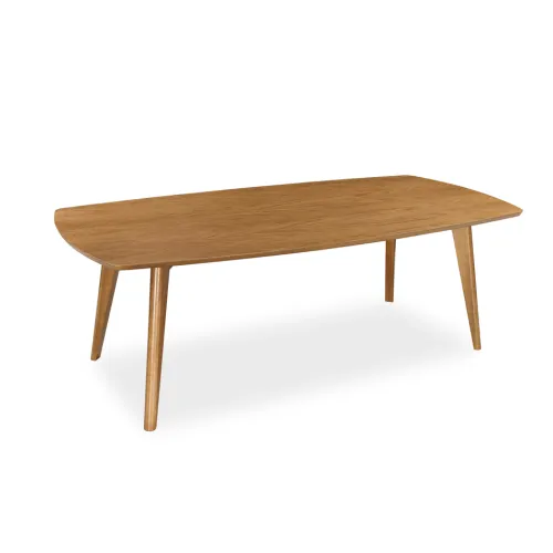 MESA DE COMEDOR SEMI OVAL - TAPA LAMINADA EN MADERA CLARA en Madera natural - Mesas de comedor, Uruguay | Champagne Home