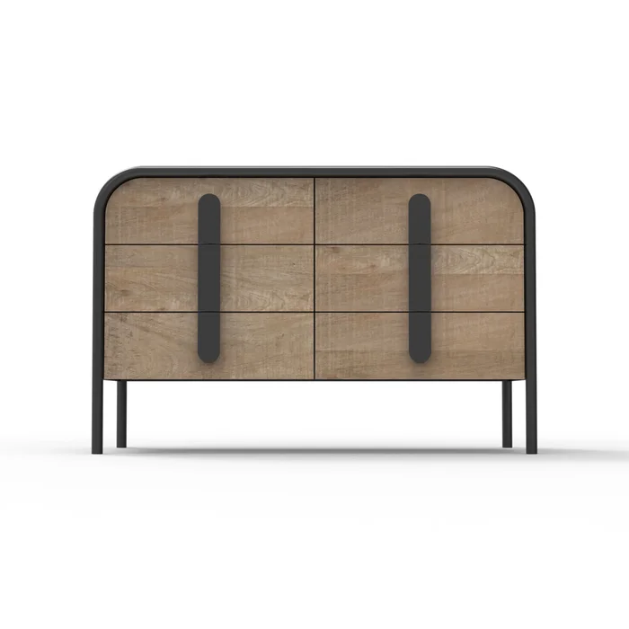 Cómoda 6 Cajones Madera-y-metal Aria en Madera natural - Cómodas, Uruguay | Divino, vista 2