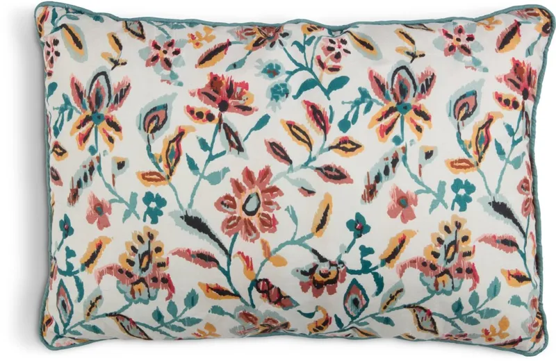 Almohadón KAMILLE 35x50 blanco/petróleo en Multicolor - Textiles, Uruguay | JYSK