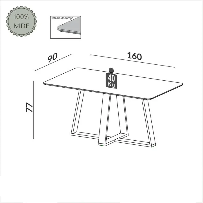Mesa Agustina Rectangular 160CM 100% MDF en Madera natural - Mesas de comedor, Uruguay | Balton, vista 3