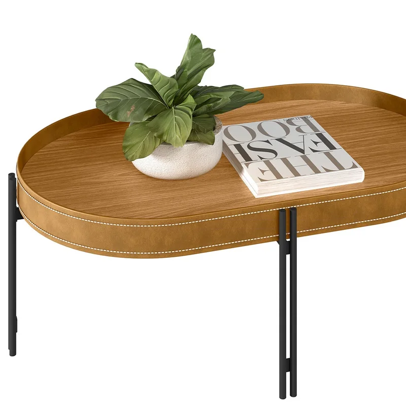 Mesa Ratona Monaco 93cm Cuero/MDF en Marrón - Mesas de living, Uruguay | Balton, vista 4