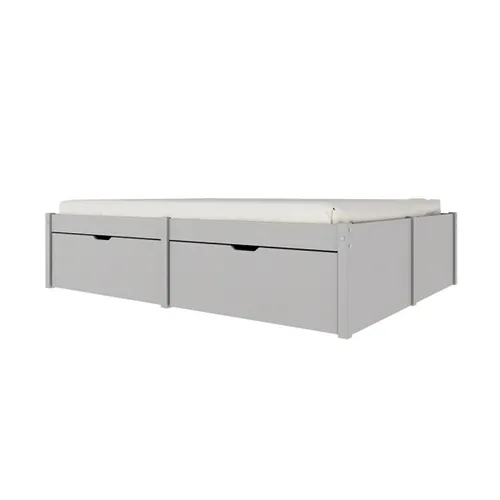 Cama Madera Maciza Con Cajones - 2 plazas - Linea Beauty - Gris en Gris - Dormitorio, Uruguay | Rústico Hogar
