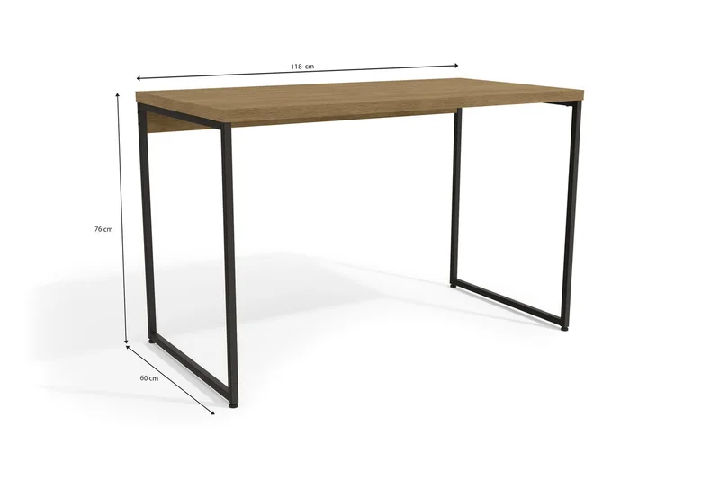 Mesa Escritorio 118cm Linea Industrial Hierro en Negro - Bibliotecas, Uruguay | Balton, vista 4