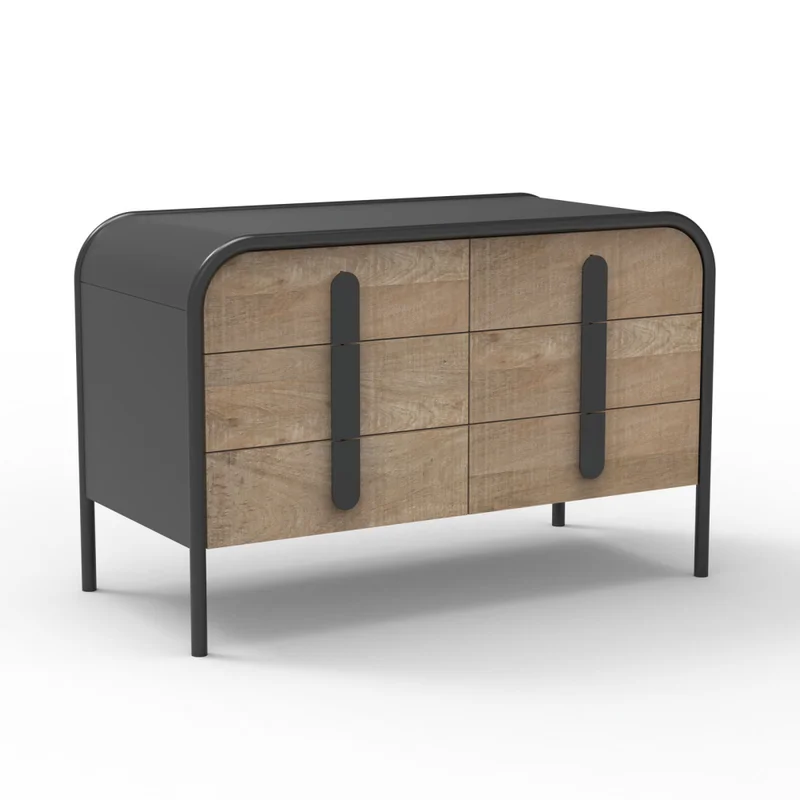 Cómoda 6 Cajones Madera-y-metal Aria en Madera natural - Cómodas, Uruguay | Divino, vista 3