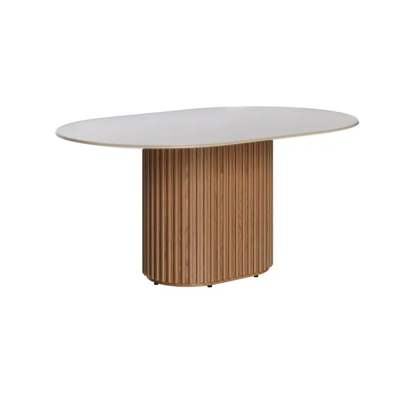 Mesa de Comedor 1.6 Oval - Línea Manhattan - Blanco/Marrón en Blanco, Marrón - Mesas de comedor, Uruguay | Rústico Hogar
