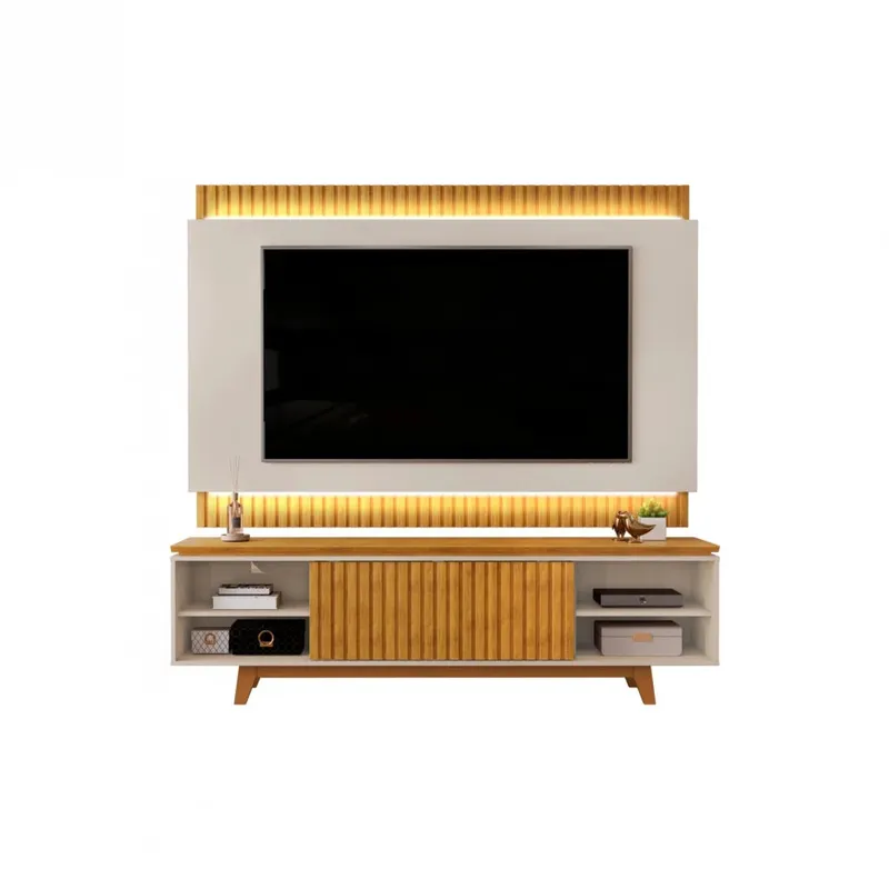 Rack con Panel Loren - Marrón - Muebles para TV, Uruguay | Ecowood