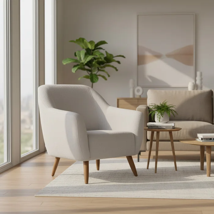 Butaca Paula - Tela Microfibra - C39 (Hielo) en Beige, Uruguay | NYR, vista 2