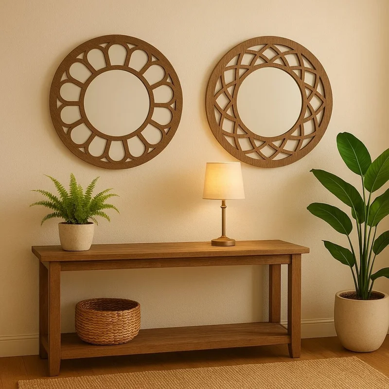 ESPEJO CIRC MARCO DISEÑO FLOR D50CM PATINA BLANCO en Blanco - Espejos, Uruguay | Decohogar, vista 3