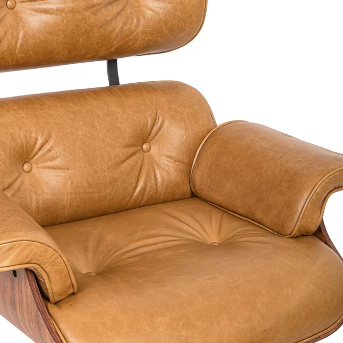 Butaca C/puff 1 Cuerpo Cuero-100-natural Marron Eames Camel en Beige - Sillones y sofás, Uruguay | Divino, vista 6