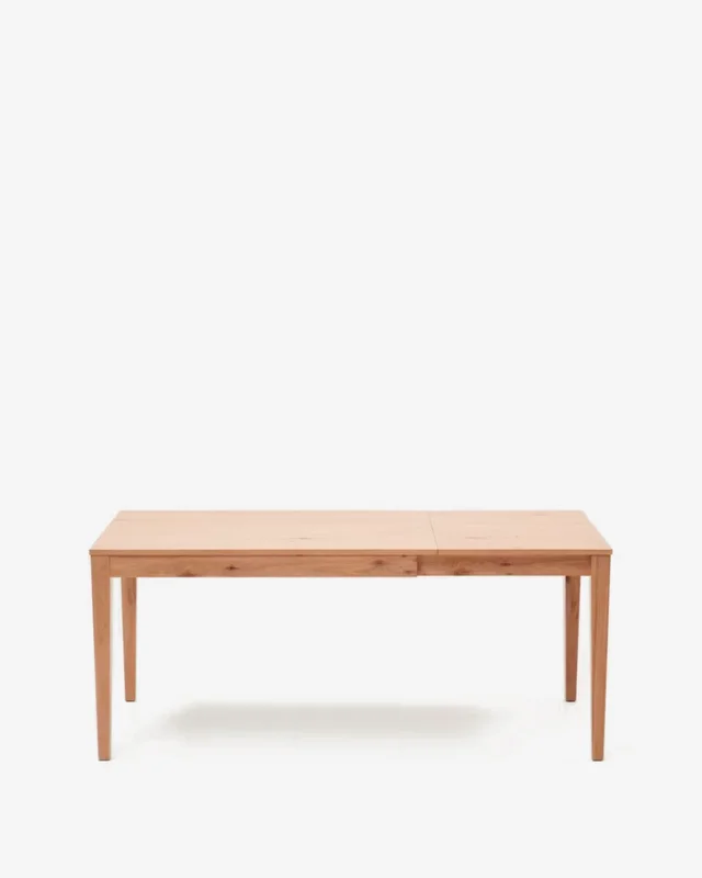 Mesa extensible Yain de chapa y madera maciza de roble - 120 (180) x 80 cm en Madera natural - Mesas de comedor, Uruguay | Kavehome, vista 9