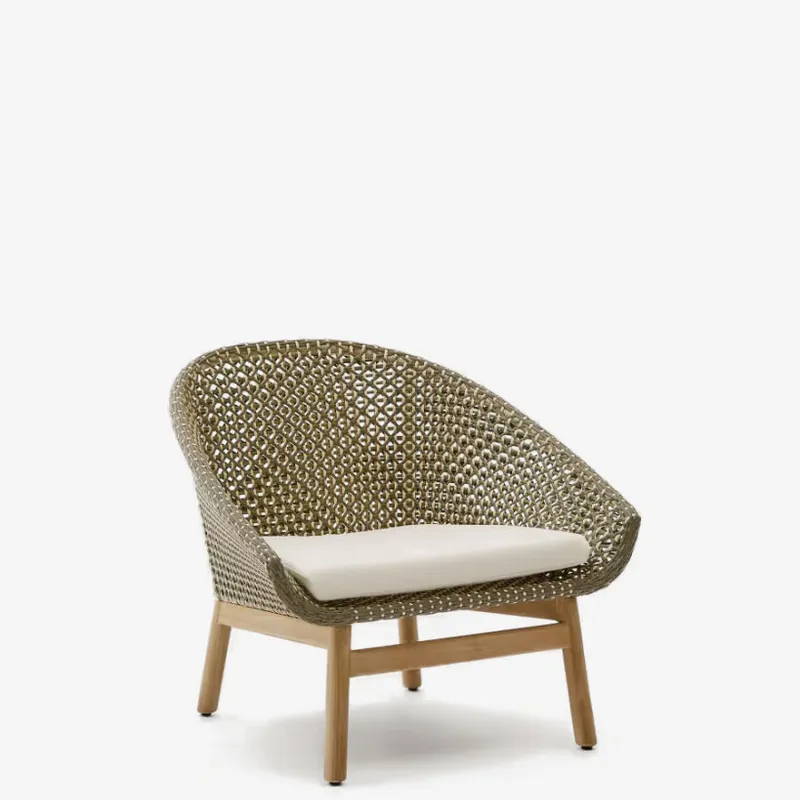 Butaca Olbia de ratán sintético y madera maciza de teca FSC 100% en Verde - Butacas, banquetas y puffs, Uruguay | Kavehome