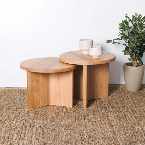 JUEGO DE MESA RATONA OSAS en Madera natural - Mesas de living, Uruguay | Fundamento Muebles
