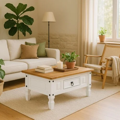 Mesa de living Linea Naturale - Blanco/Roble en Multicolor - Mesas de living, Uruguay | La Cueva Muebles, vista 8