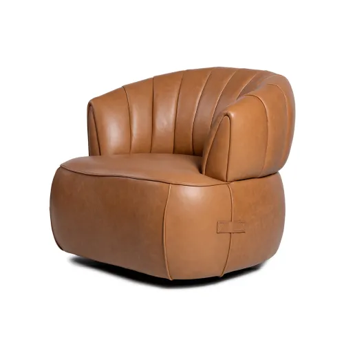 Butaca Volpi Giratoria - Cuero Advanced - Mostarda - (Preventa) en Beige - Butacas, banquetas y puffs, Uruguay | NYR