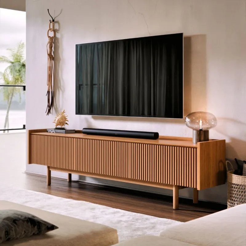 Rack Dune - Ripado - Natural en Marrón - Muebles para TV, Uruguay | NYR