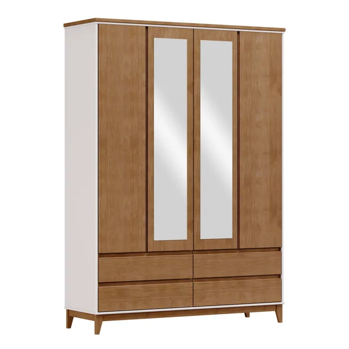 Placard 4 Puertas Mdf-y-madera Blanco Adaku 2.0 en BLANCO/NATURAL - Roperos y placares, Uruguay | Divino, vista 3