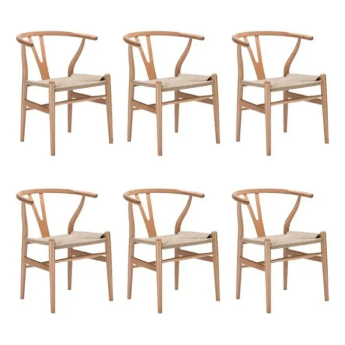 Promo 6 Sillas Wishbone en Madera natural - Sillas, Uruguay | La Cueva Muebles