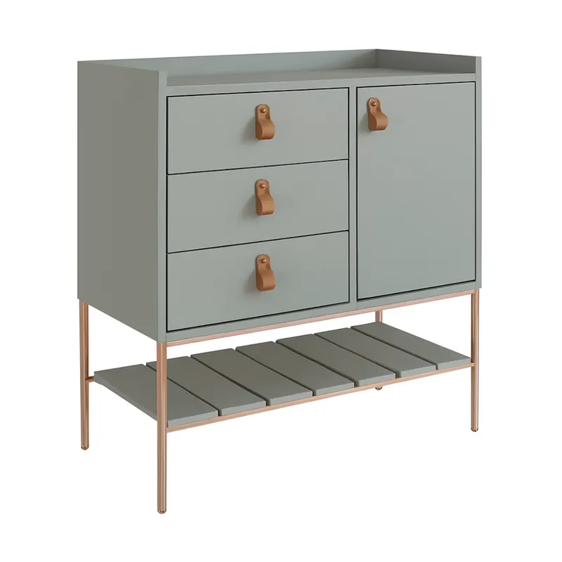 Comoda Multifuncional – Verde / Pie Dorado en Madera natural - Cómodas, Uruguay | Berna home