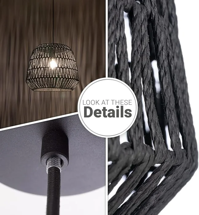 Colgante de fibras naturales 40cm - NEGRO en Negro - Lámparas colgantes, Uruguay | Iluminica, vista 4