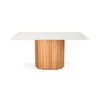 Mesa de comedor Living - Con vidrio - 160 - Off White y Canela en Blanco - Mesas de comedor, Uruguay | NYR, vista 2 de 3