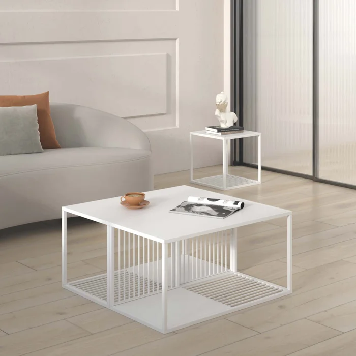 Mesa Ratona Metal Blanco Olivia en Blanco - Mesas de living, Uruguay | Divino, vista 6