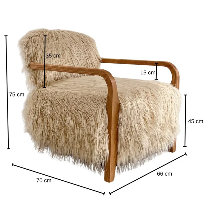 Poltrona Ivory Faux en Beige - Butacas, banquetas y puffs, Uruguay | La Cueva Muebles, vista 2