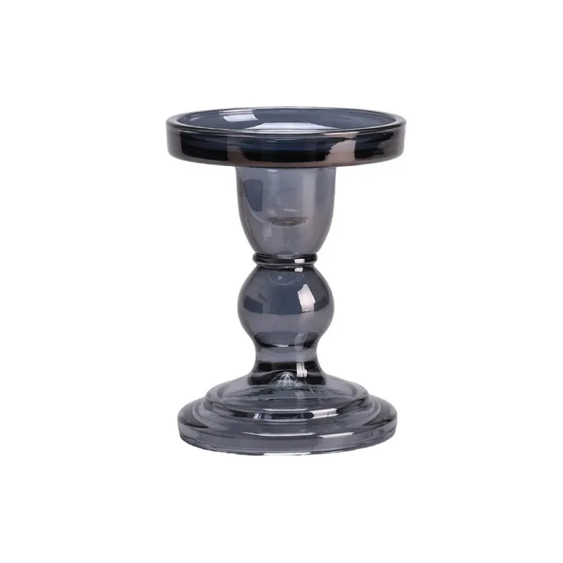 CANDELABRO VIDRIO D8.5/H11.5CM COLOR HUMO en Gris - Velas y Portavelas, Uruguay | Decohogar