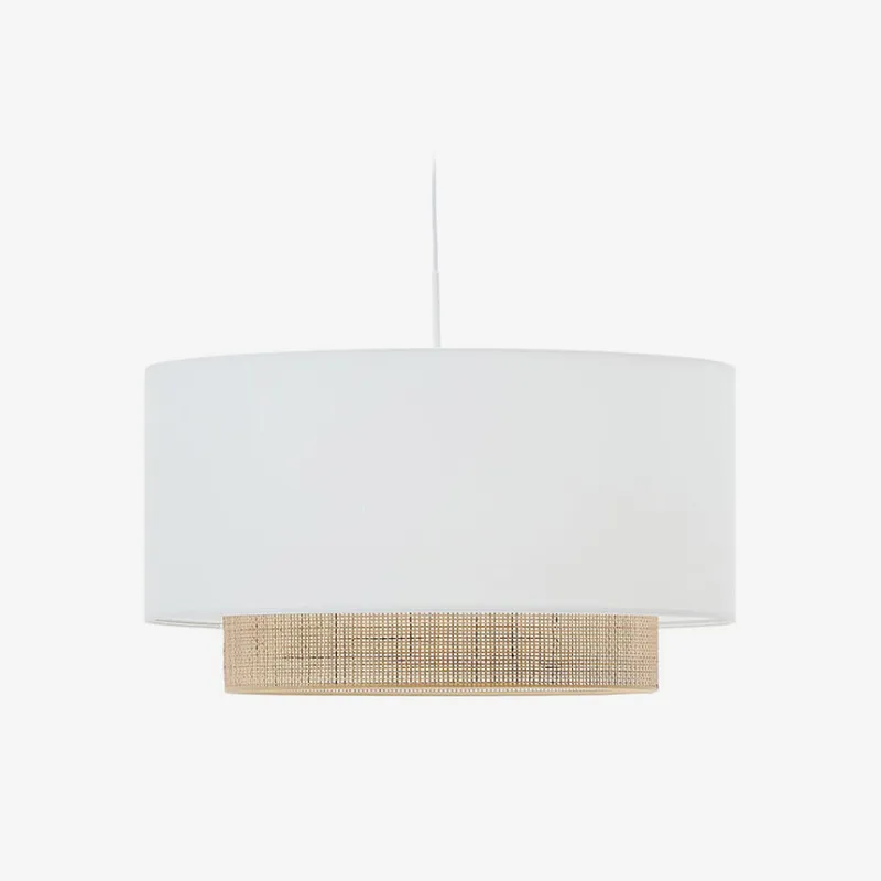 Pantalla para lámpara de techo Erna de bambú con acabado natural y blanco - Ø 60 cm en Blanco - Lámparas colgantes, Uruguay | Kavehome