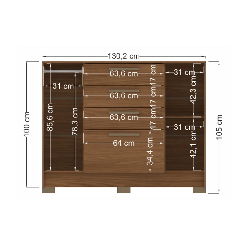 Comoda Cajonera Dormitorio 4 Cajones 2 Puertas en Beige - Muebles, Uruguay | Soy Hogar, vista 5