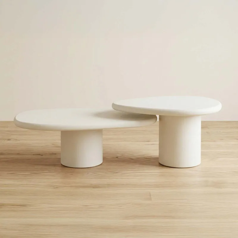 Set De Mesas Centrales Mdf-y-microcemento Lia - Mesas de living, Uruguay | Divino