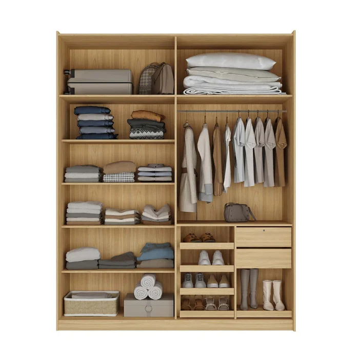 Placard Nilo 2 Puertas Mdf Natural-beige C/zapatera en Madera natural - Roperos y placares, Uruguay | Divino, vista 2