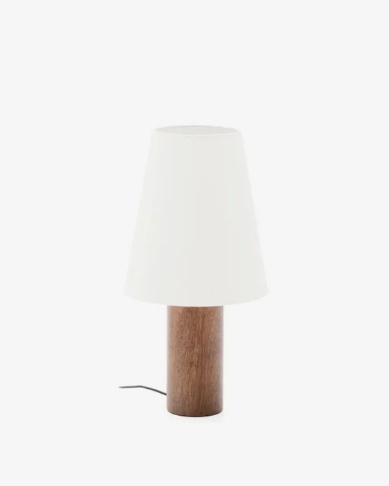 Lámpara de mesa Marga de madera maciza de caucho con acabado oscuro - con acabado oscuro en Blanco - Lámparas de mesa, Uruguay | Kavehome